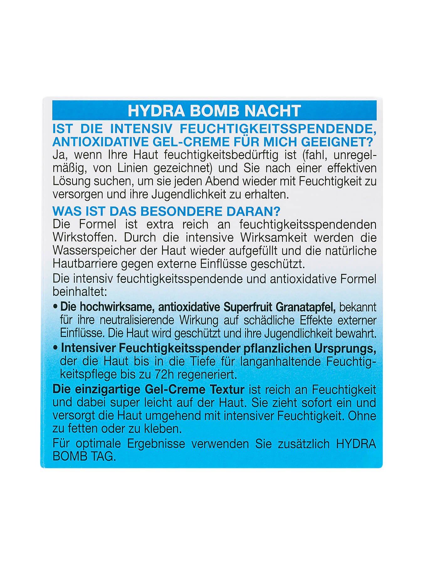 Hydra Bomb Freuchtigkeitsspendende Antioxidative Gel Creme Nacht